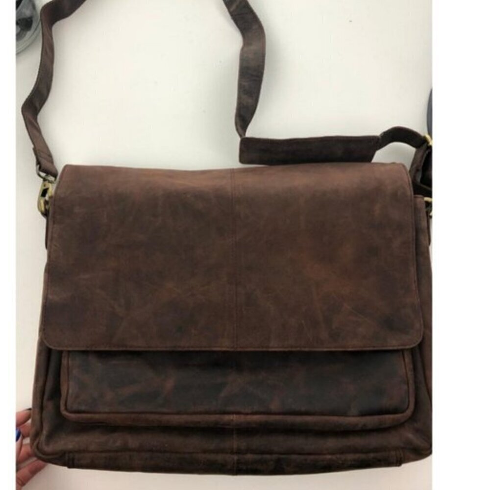🆕Men and Women Wood Oak Leathers Laptop Briefcase Messenger Bag